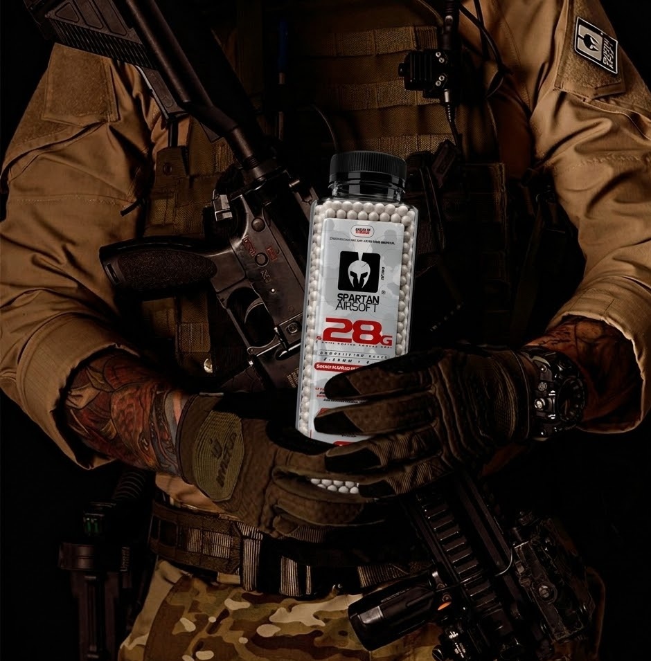 BBs Spartan na garrafa de munição